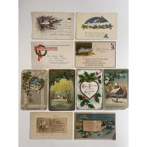 Antique Christmas Postcards, Set of 10 Vintage Postcards